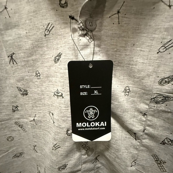 MoLokai Gray Casual Button Down Shirt Modern Style size XL spaceship outer space - Picture 4 of 8